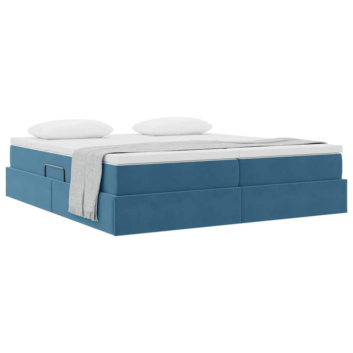 Letto con contenitore e materasso Blu Scuro 200 x 200 cm 3370371