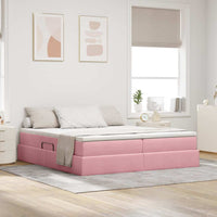 Letto con contenitore e materasso Rosa 200 x 200 cm Velluto 3370372