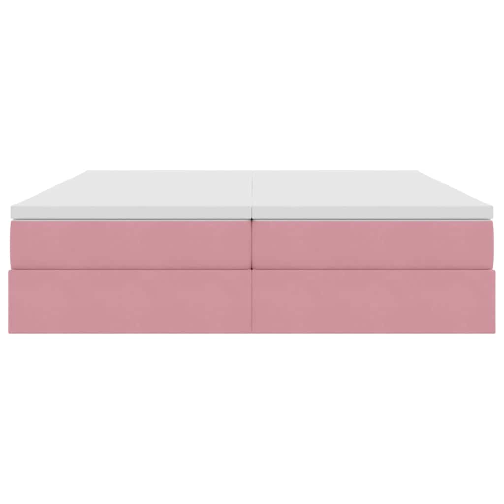Letto con contenitore e materasso Rosa 200 x 200 cm Velluto 3370372