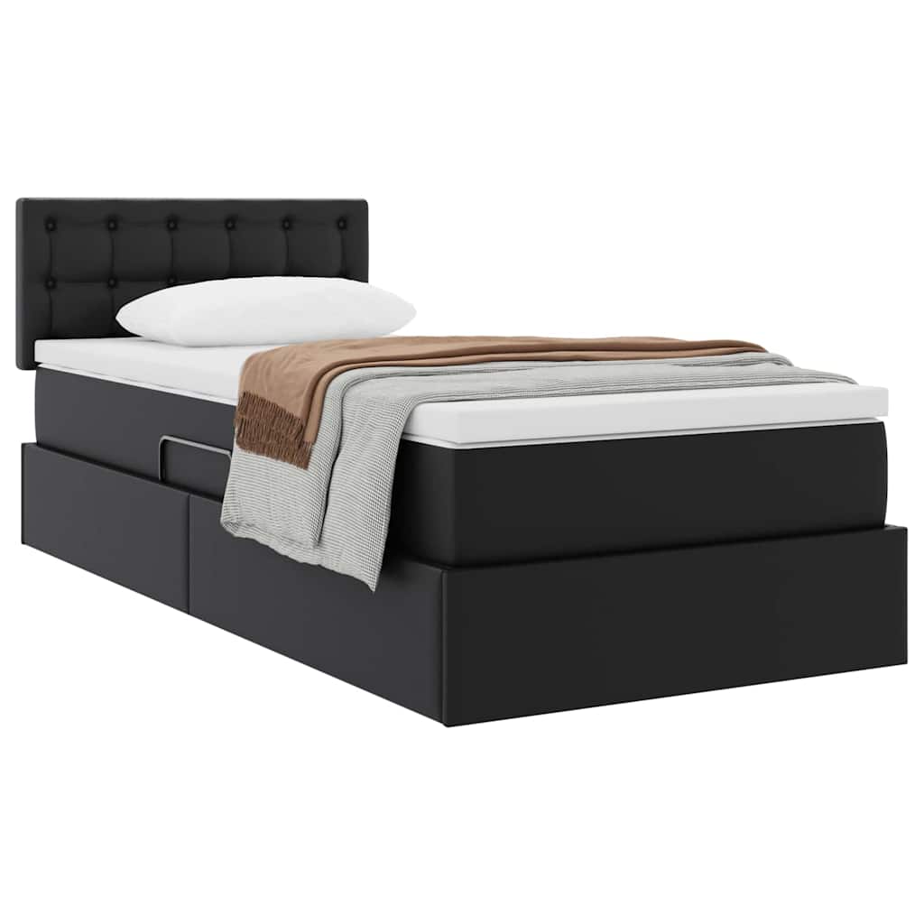 Letto con contenitore e materasso con testiera Nero 90 x 190 cm 3370373