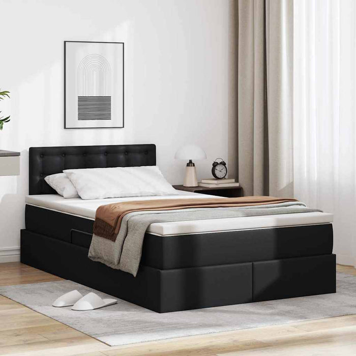 Letto con contenitore e materasso Nero 120 x 190 cm