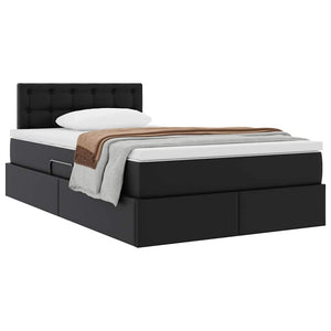 Letto con contenitore e materasso Nero 120 x 190 cm
