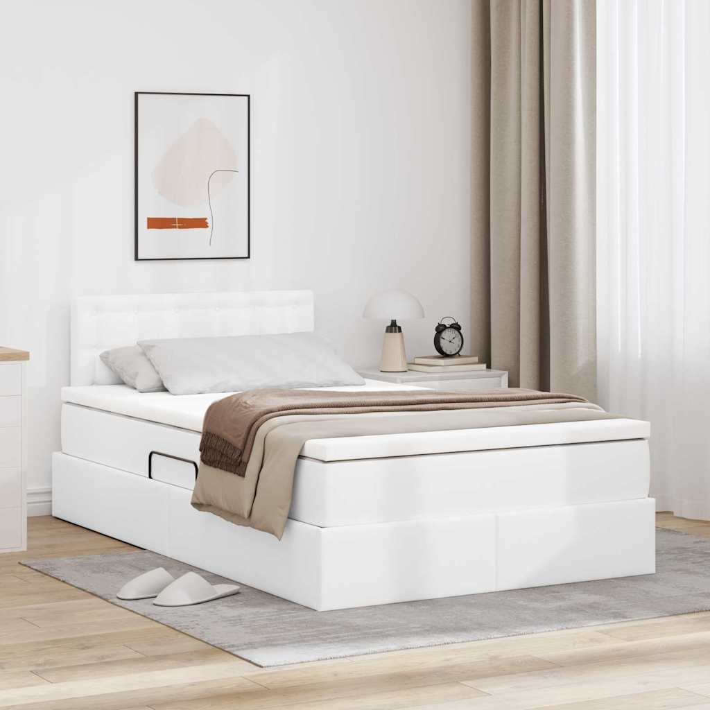 Letto con Contenitore Bianco 120 x 190 cm Pelle Sintetica 3370386