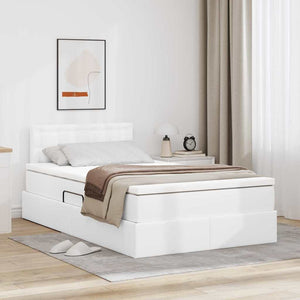 Letto con Contenitore Bianco 120 x 190 cm Pelle Sintetica 3370386