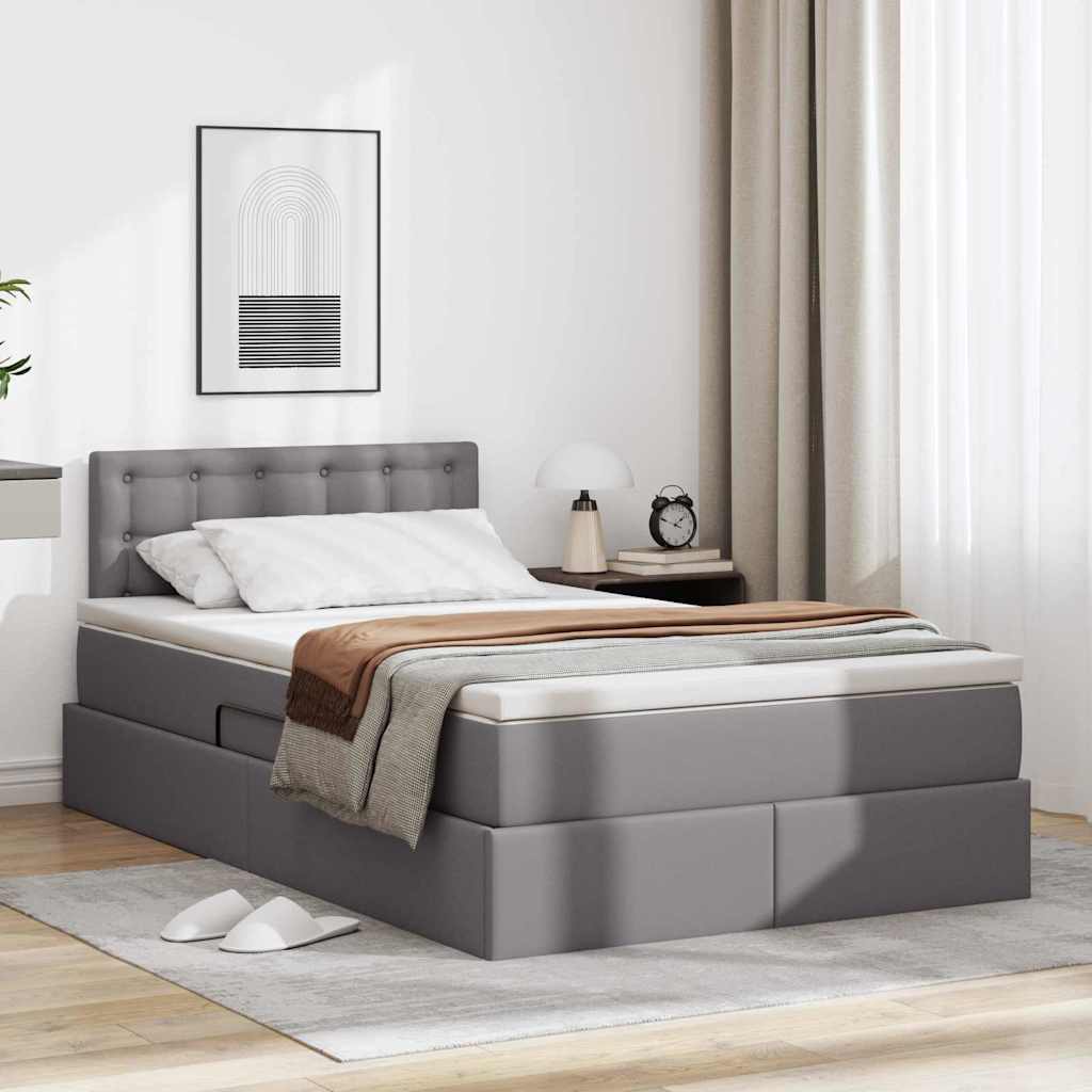 Letto con contenitore e materasso Grigio 120 x 190 cm