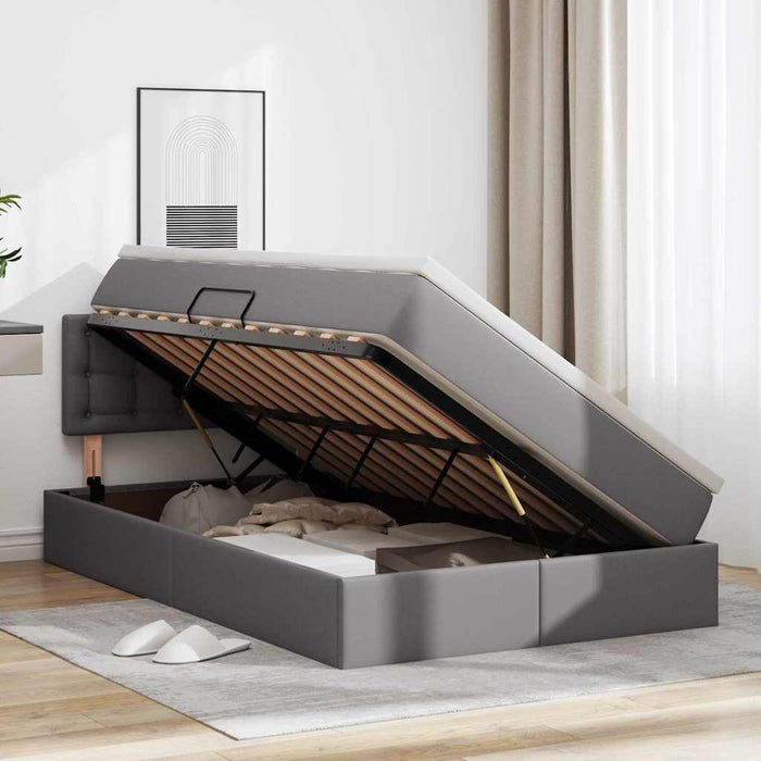 Letto con contenitore e materasso Grigio 120 x 190 cm