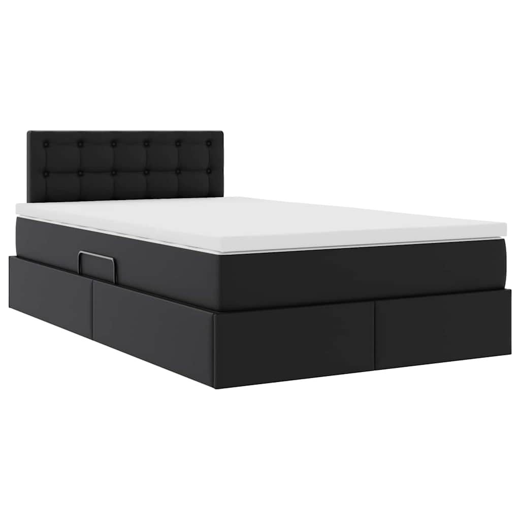 Letto con contenitore e materasso Nero 120 x 200 cm