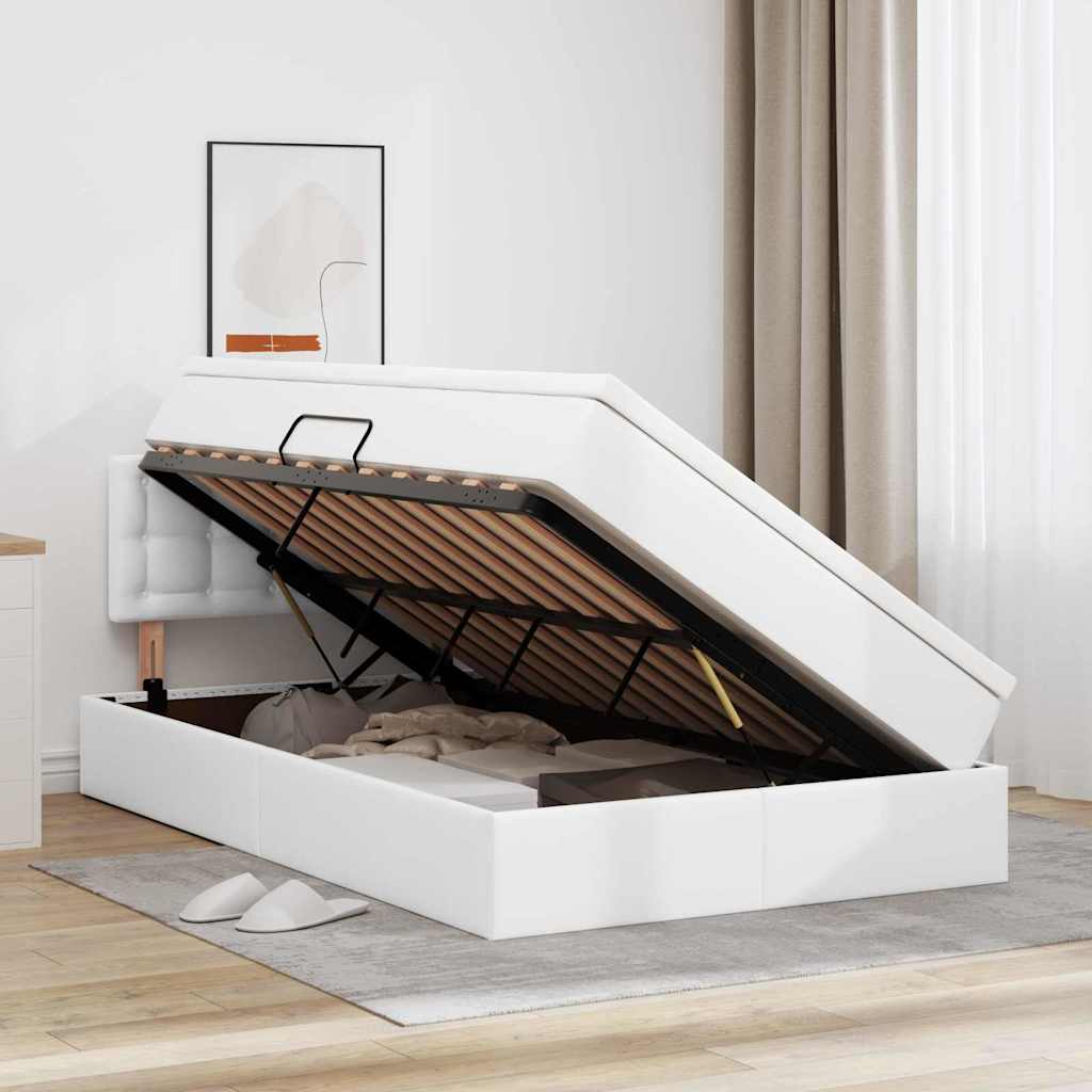 Letto con contenitore e materasso Bianco Puro 120 x 200 cm