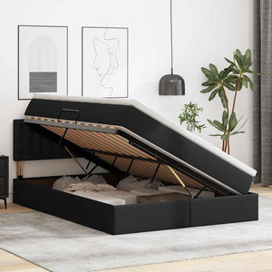 Letto con contenitore e materasso Nero 140 x 190 cm