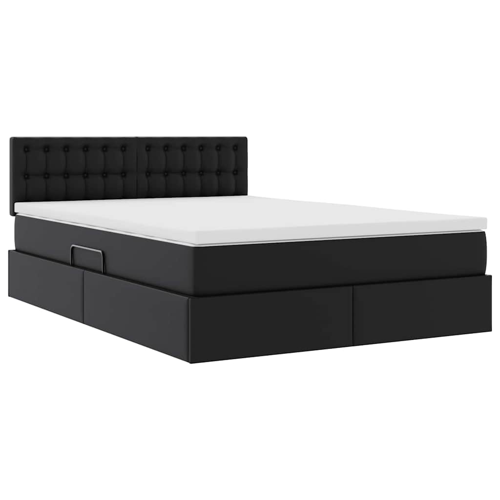 Letto con contenitore e materasso Nero 140 x 190 cm