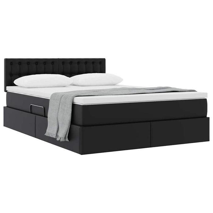 Letto con contenitore e materasso Nero 140 x 190 cm