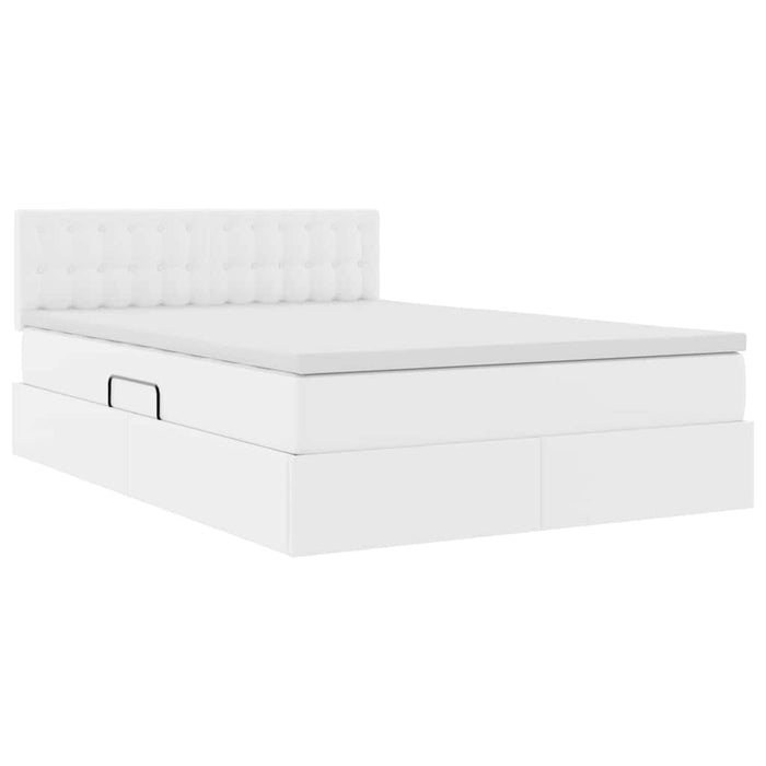 Letto con contenitore e materasso Bianco Puro 140 x 190 cm