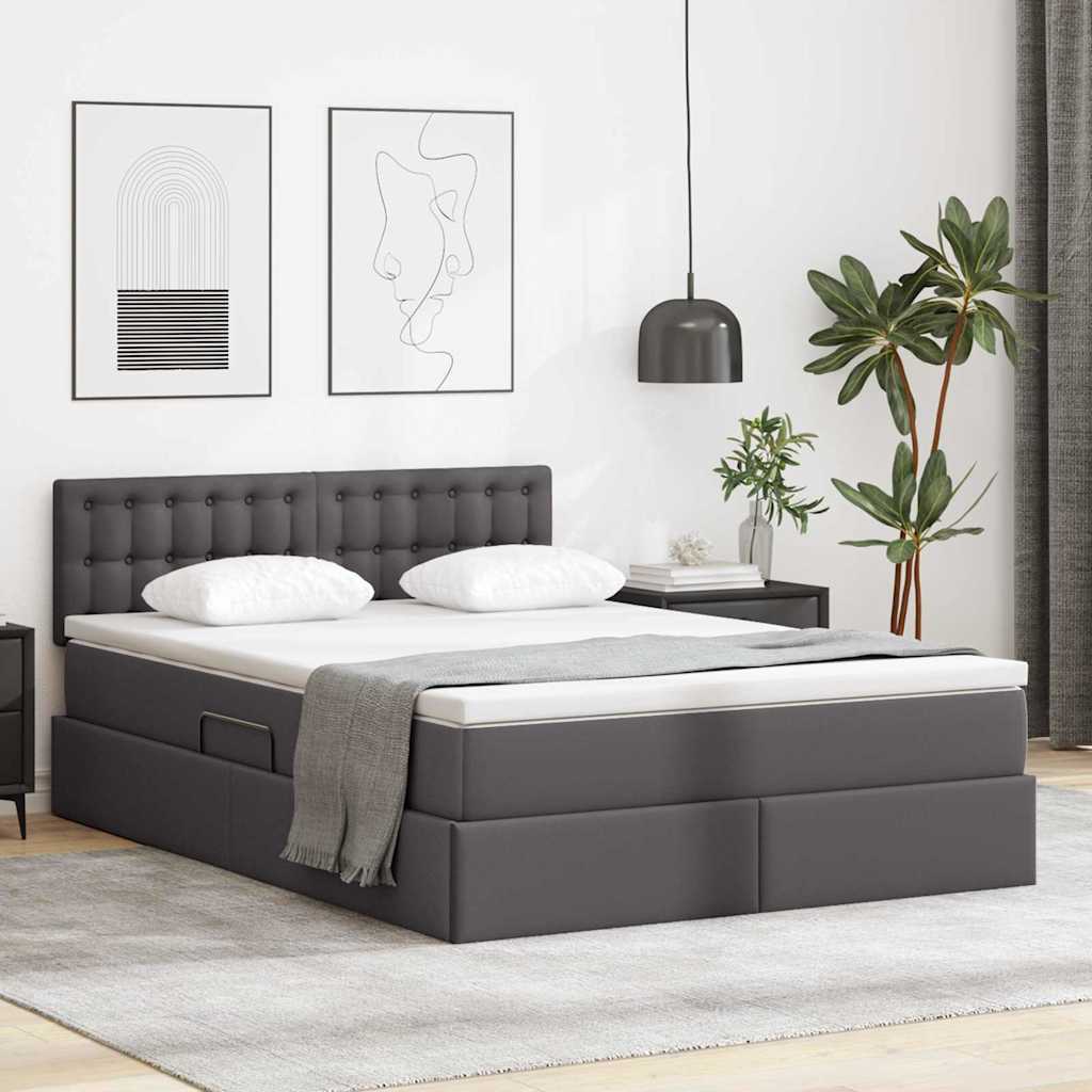 Letto con contenitore e materasso Grigio 140 x 190 cm