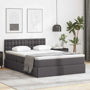 Letto con contenitore e materasso Grigio 140 x 190 cm