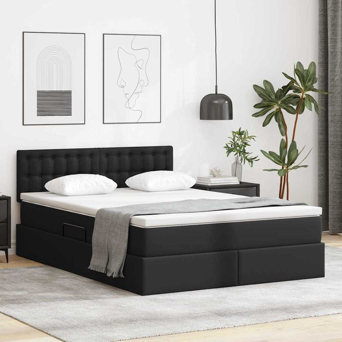 Letto con contenitore e materasso Nero 140 x 200 cm