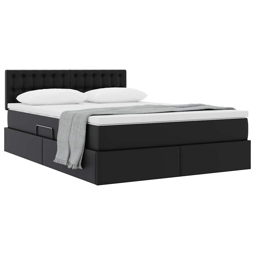 Letto con contenitore e materasso Nero 140 x 200 cm