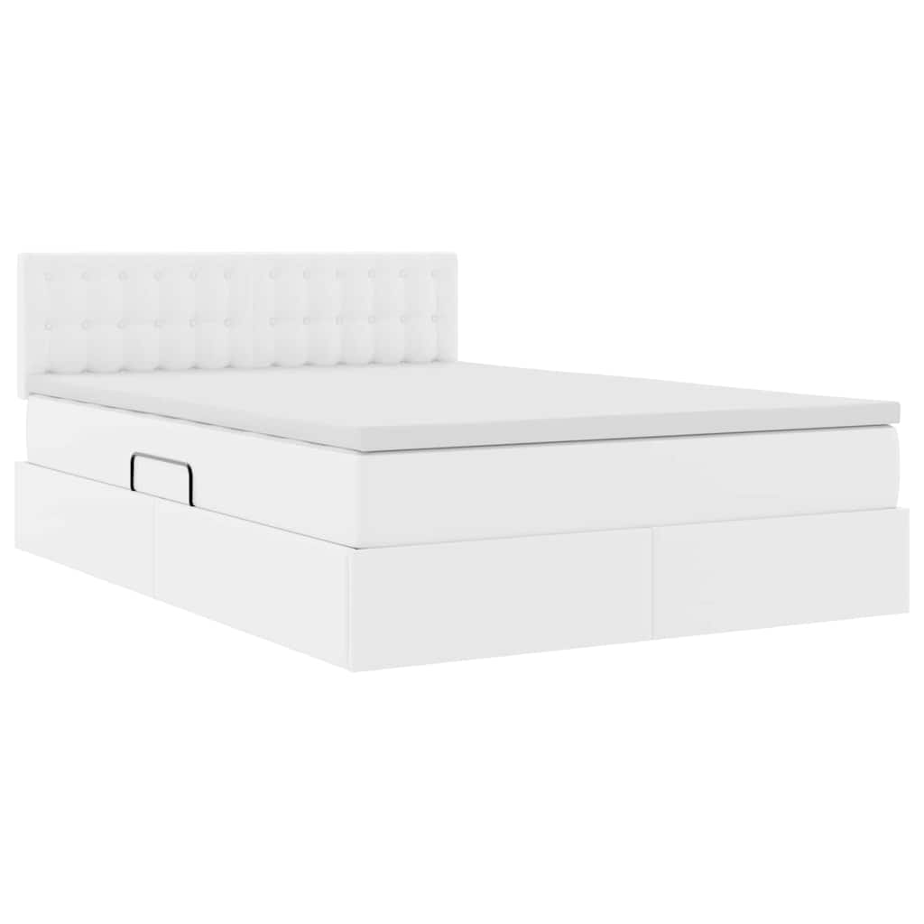 Letto con contenitore e materasso Bianco Puro 140 x 200 cm