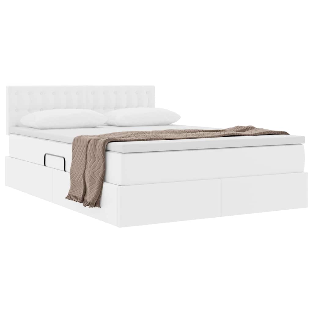 Letto con contenitore e materasso Bianco Puro 140 x 200 cm
