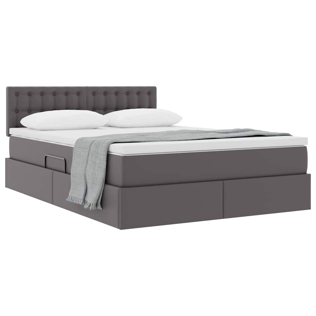 Letto con contenitore e materasso Grigio 140 x 200 cm