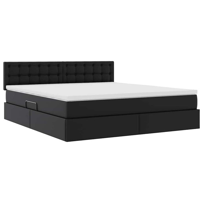 Letto con contenitore e materasso Nero 180 x 200 cm