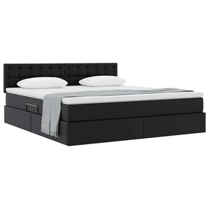 Letto con contenitore e materasso Nero 180 x 200 cm