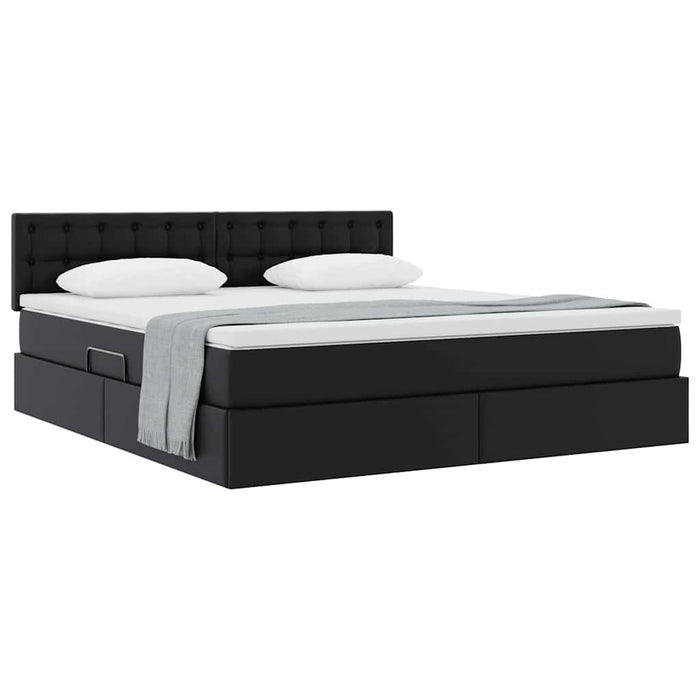 Letto con contenitore e materasso Nero 180 x 200 cm