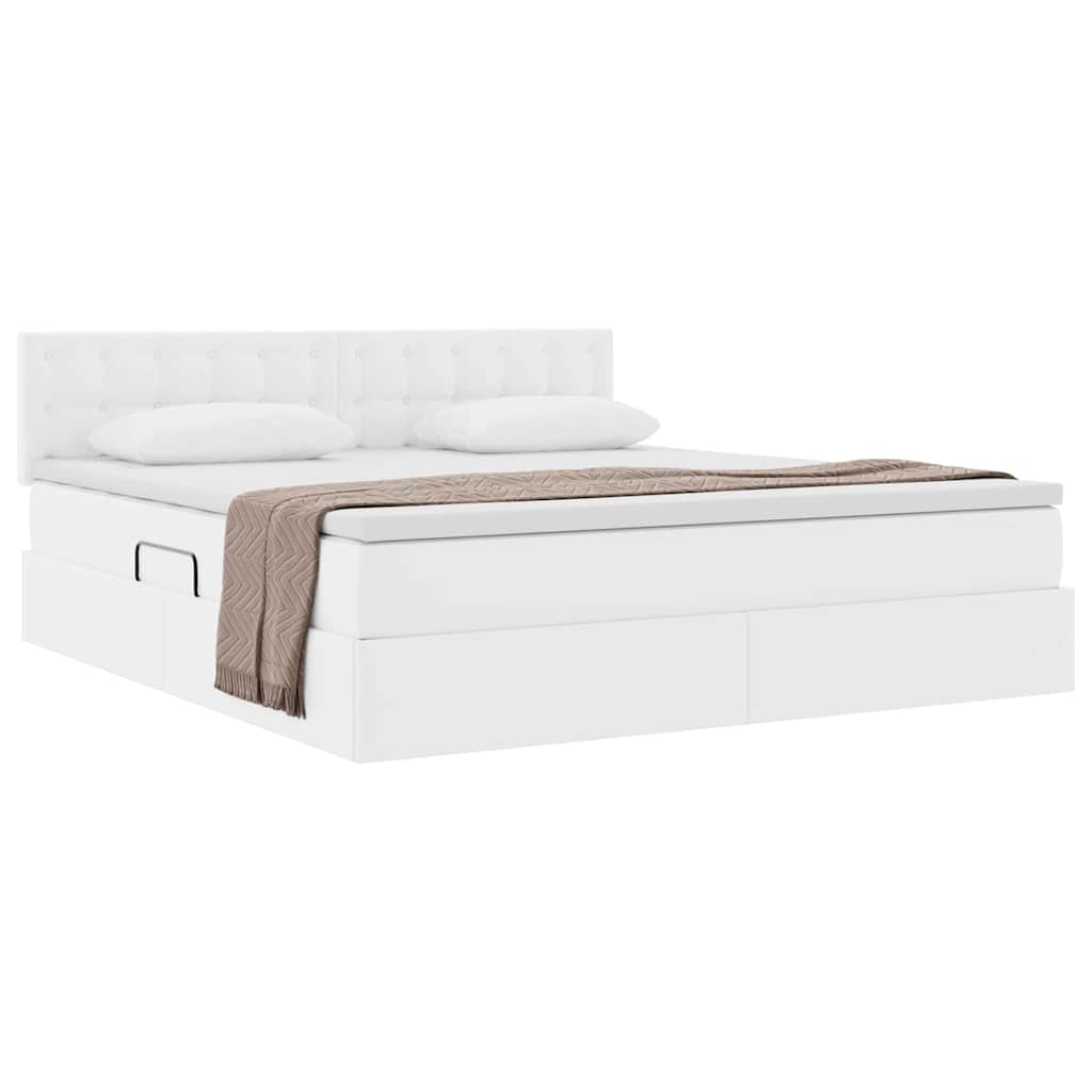 Letto con Contenitore Bianco Puro 180 x 200 cm Pelle Sintetica 3370406