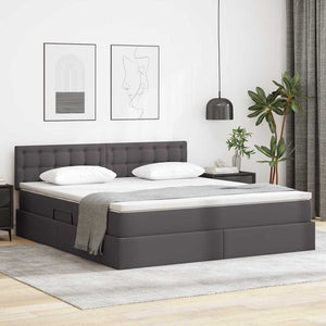Letto con contenitore e materasso Grigio 180 x 200 cm