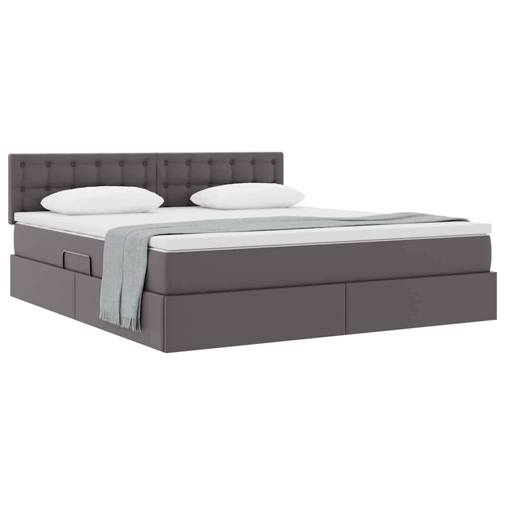 Letto con contenitore e materasso Grigio 180 x 200 cm