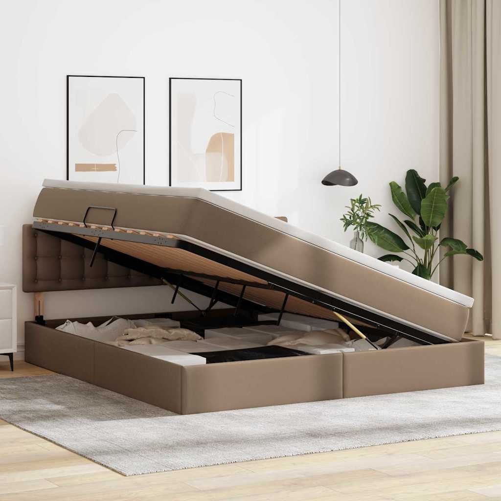 Letto con contenitore e materasso Cappuccino 180 x 200 cm