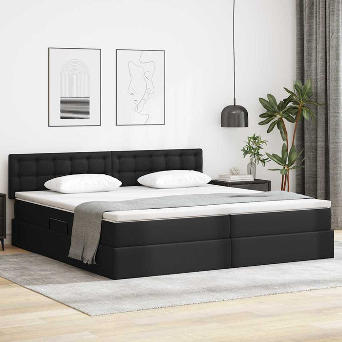 Letto con Contenitore Nero 200 x 200 cm Pelle Sintetica 3370409