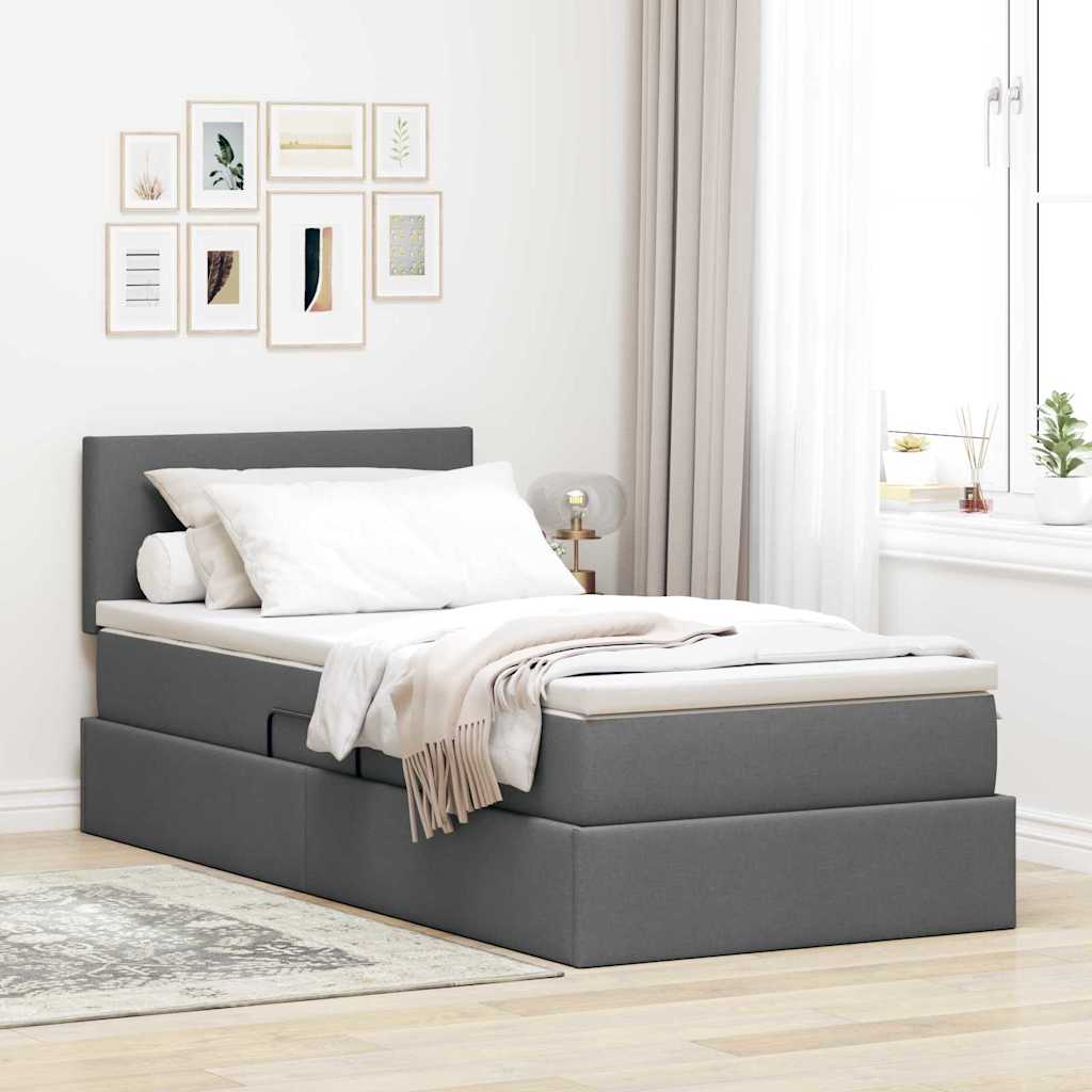 Letto con contenitore e materasso Grigio scuro 90 x 200 cm 3370420