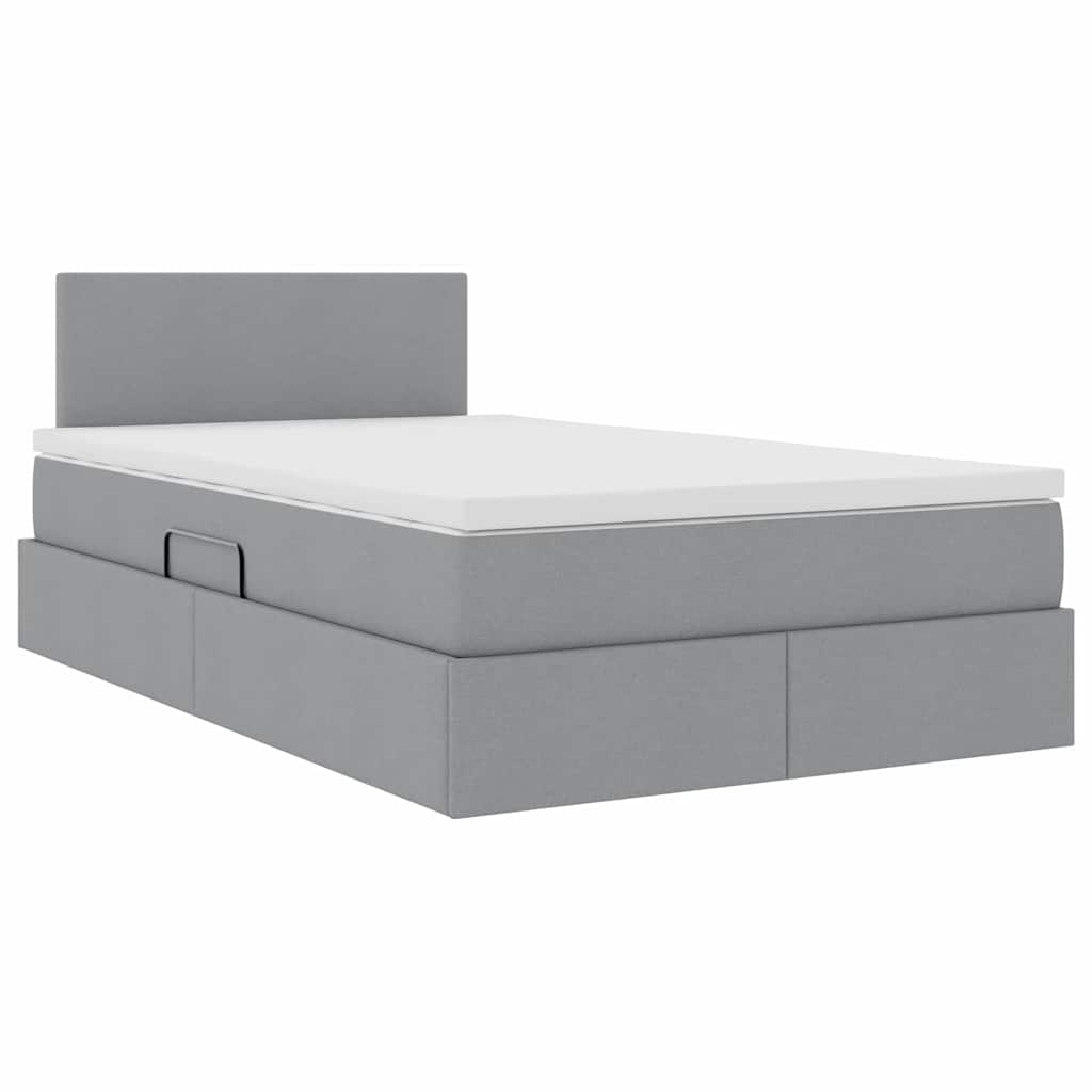 Letto con contenitore e materasso Grigio chiaro 120 x 190 cm