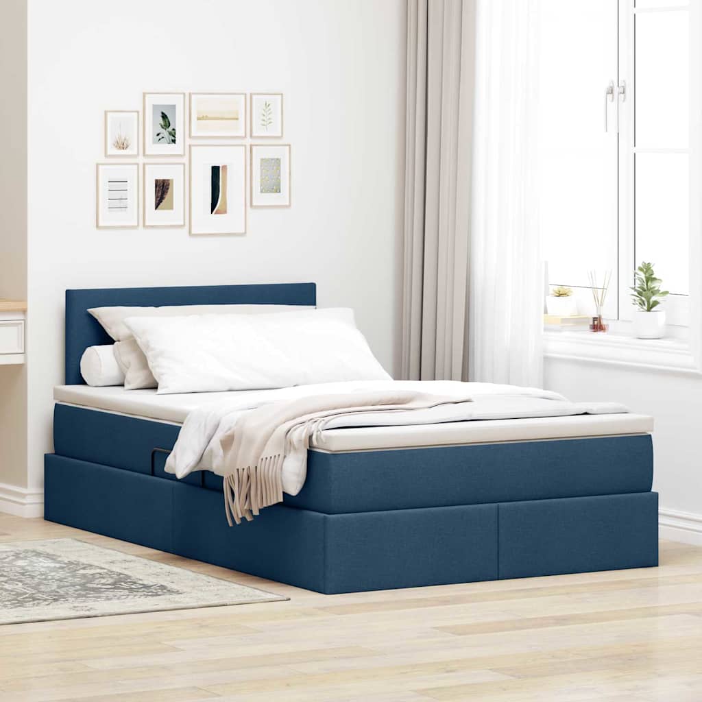 Letto con contenitore e materasso con testiera Blu 120 x 190 cm 3370436
