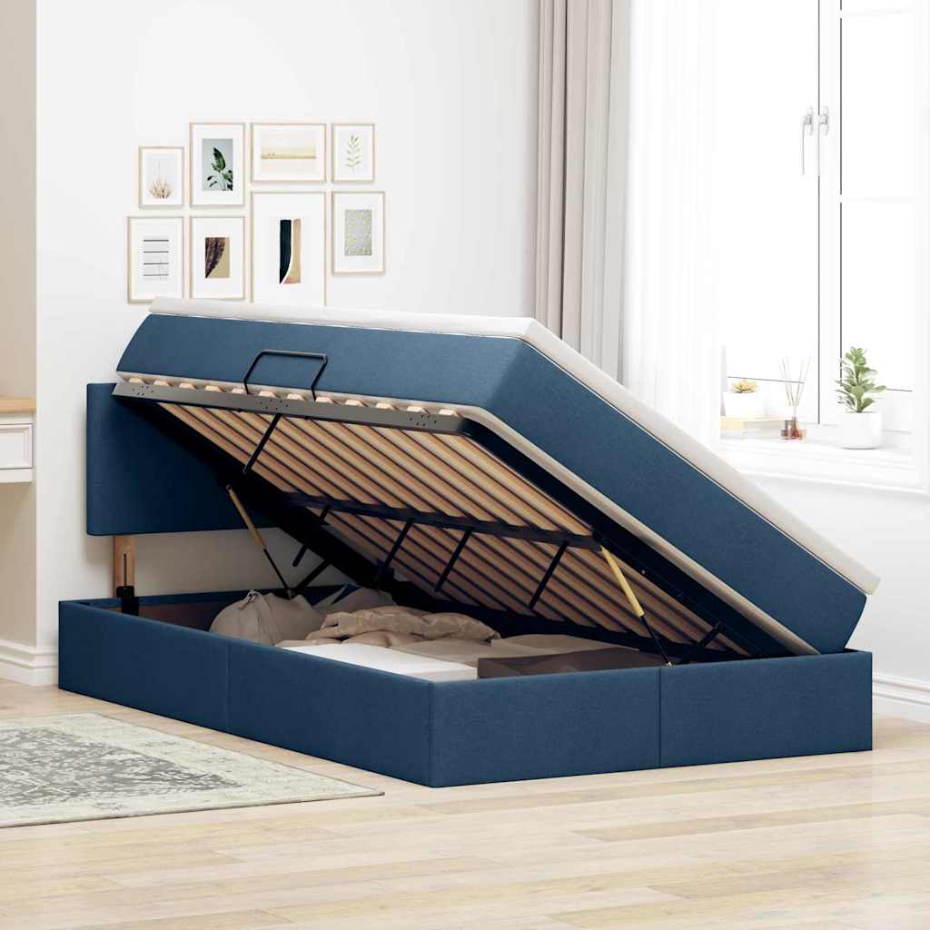 Letto con contenitore e materasso con testiera Blu 120 x 190 cm 3370436