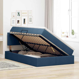 Letto con contenitore e materasso con testiera Blu 120 x 200 cm