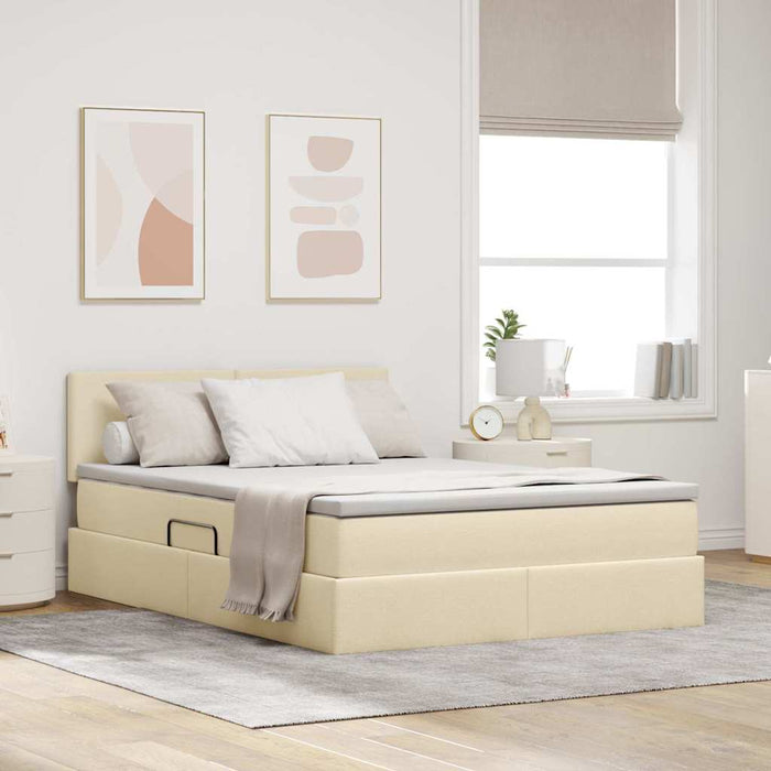 Letto con contenitore e materasso Crema 140 x 190 cm