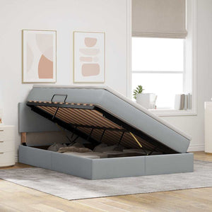 Letto con contenitore e materasso Grigio chiaro 140 x 200 cm