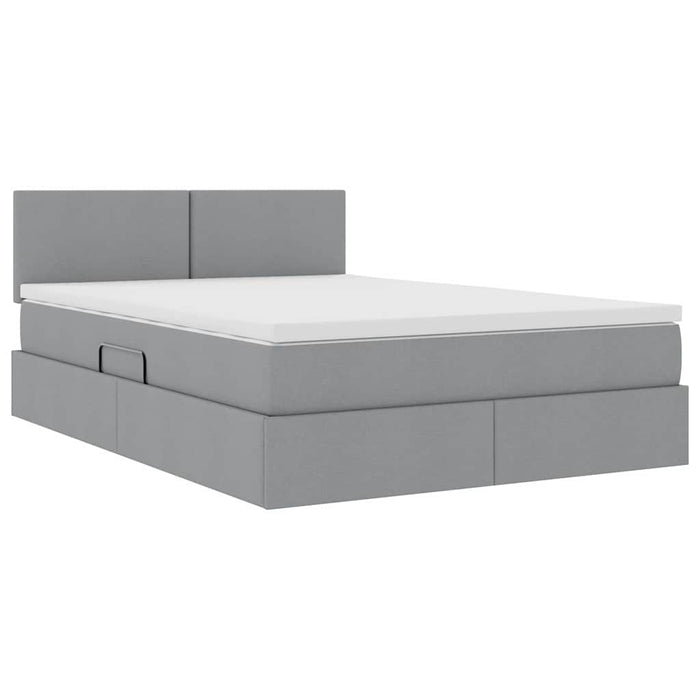 Letto con contenitore e materasso Grigio chiaro 140 x 200 cm