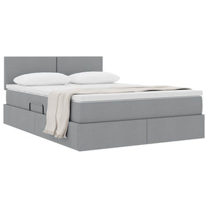 Letto con contenitore e materasso Grigio chiaro 140 x 200 cm