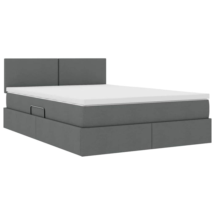 Letto con contenitore e materasso Grigio scuro 140 x 200 cm