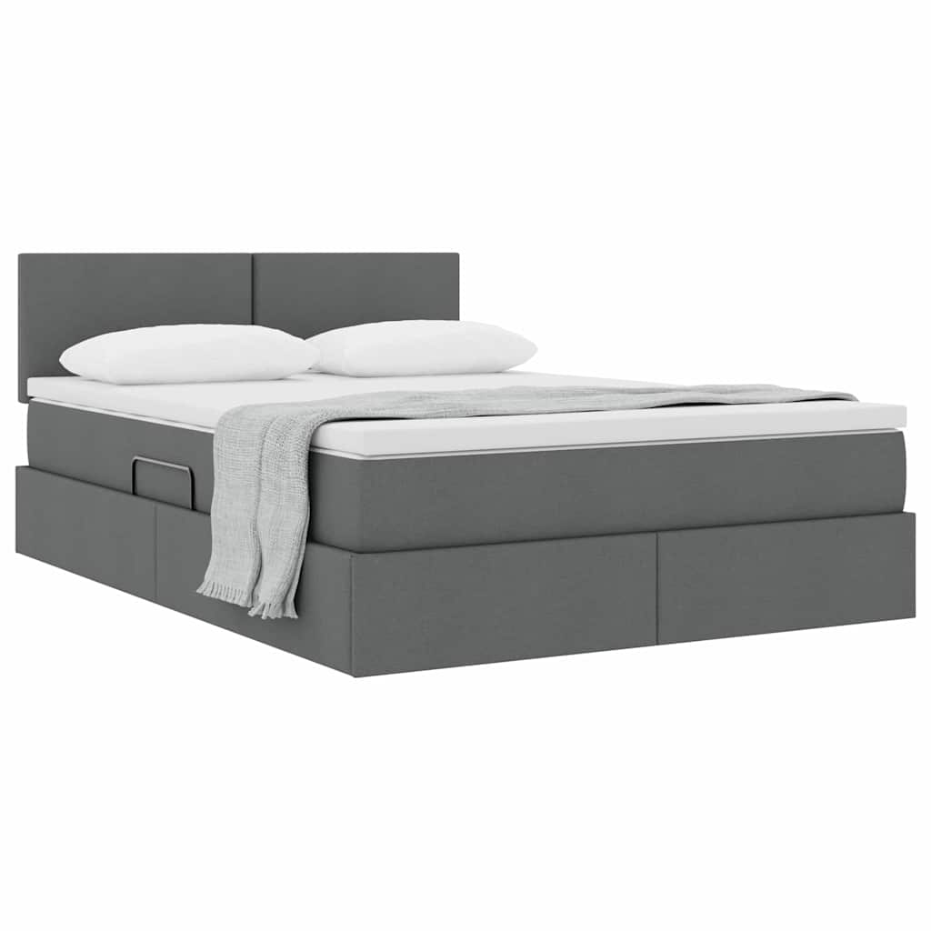 Letto con contenitore e materasso Grigio scuro 140 x 200 cm
