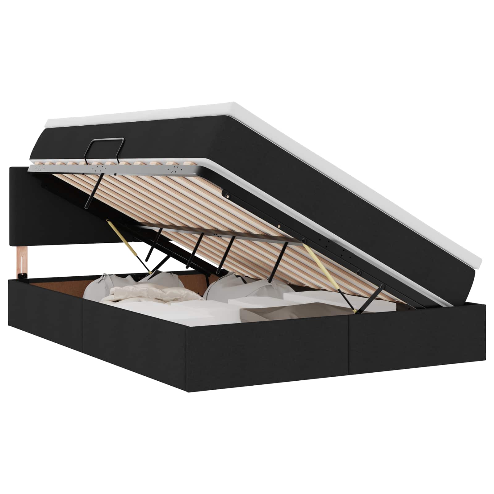 Letto con contenitore e materasso Nero 140 x 200 cm