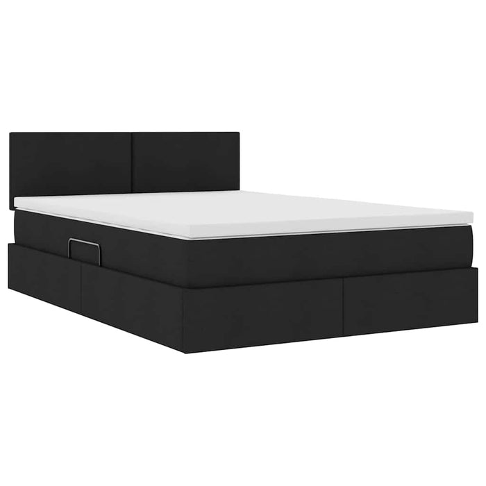 Letto con contenitore e materasso Nero 140 x 200 cm