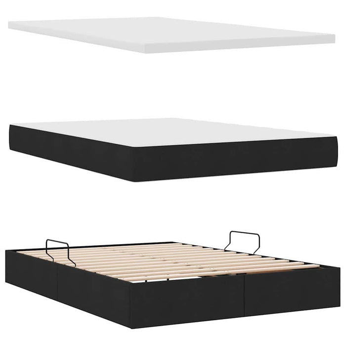 Letto con contenitore e materasso Nero 140 x 200 cm