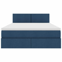 Letto con contenitore e materasso con testiera Blu 140 x 200 cm