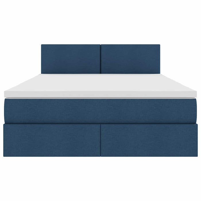 Letto con contenitore e materasso con testiera Blu 140 x 200 cm