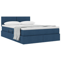 Letto con contenitore e materasso con testiera Blu 140 x 200 cm
