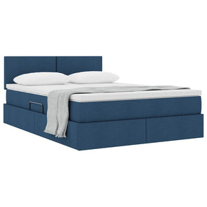 Letto con contenitore e materasso con testiera Blu 140 x 200 cm