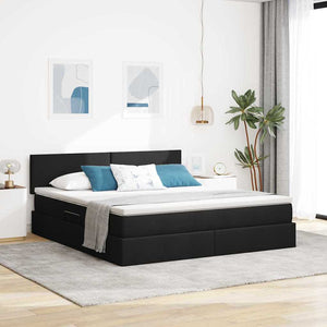 Letto con contenitore e materasso Nero 160 x 200 cm